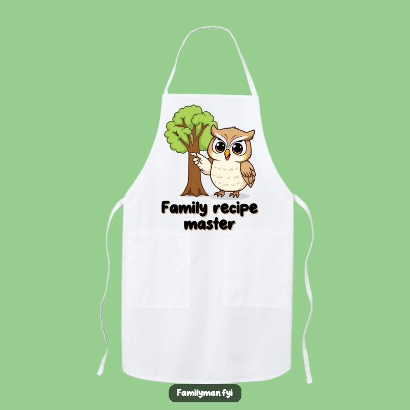 Funny Owl Apron: Proud Family Tree Owl, Kitchen Genealogy Gift