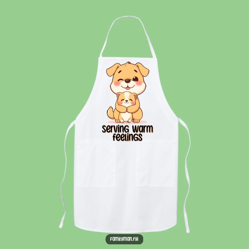 Funny Dog Hug Apron: Chef Dog's Kindness; Kitchen Funny Gift