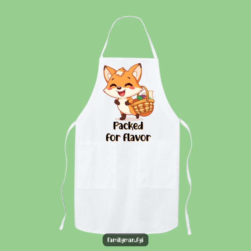Funny Fox Picnic Apron: Joyful Chef’s Helper with a Satisfied Grin