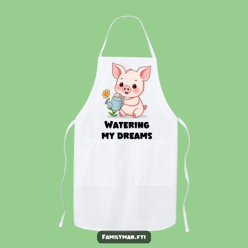 Funny Piglet Watering Flower Apron - Cheerful Garden Gift for Cooks