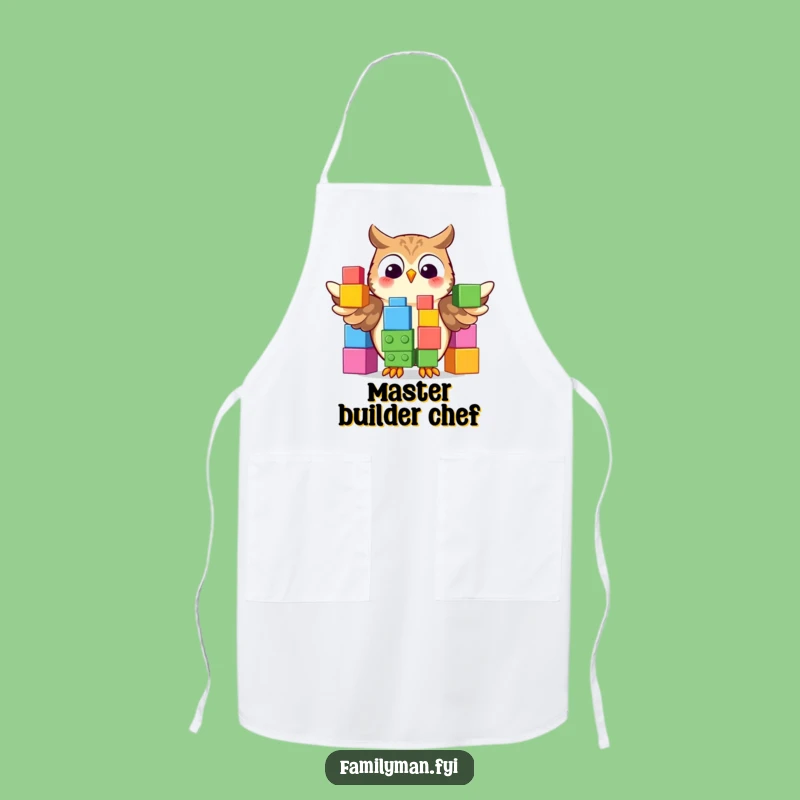 Funny Owl Building Blocks Chef Apron: Cook with Cleverness!