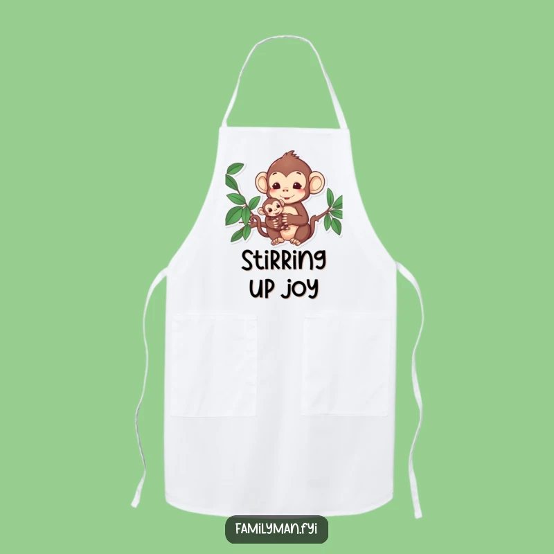 Funny Monkey Family Apron: Cook with Love and Gentle Care