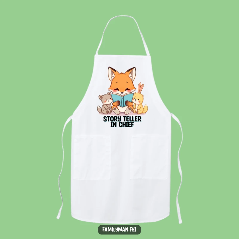 Funny Fox Chef Apron: Whimsical Reader in the Kitchen, Hilarious Cooking Gift for Book Lovers