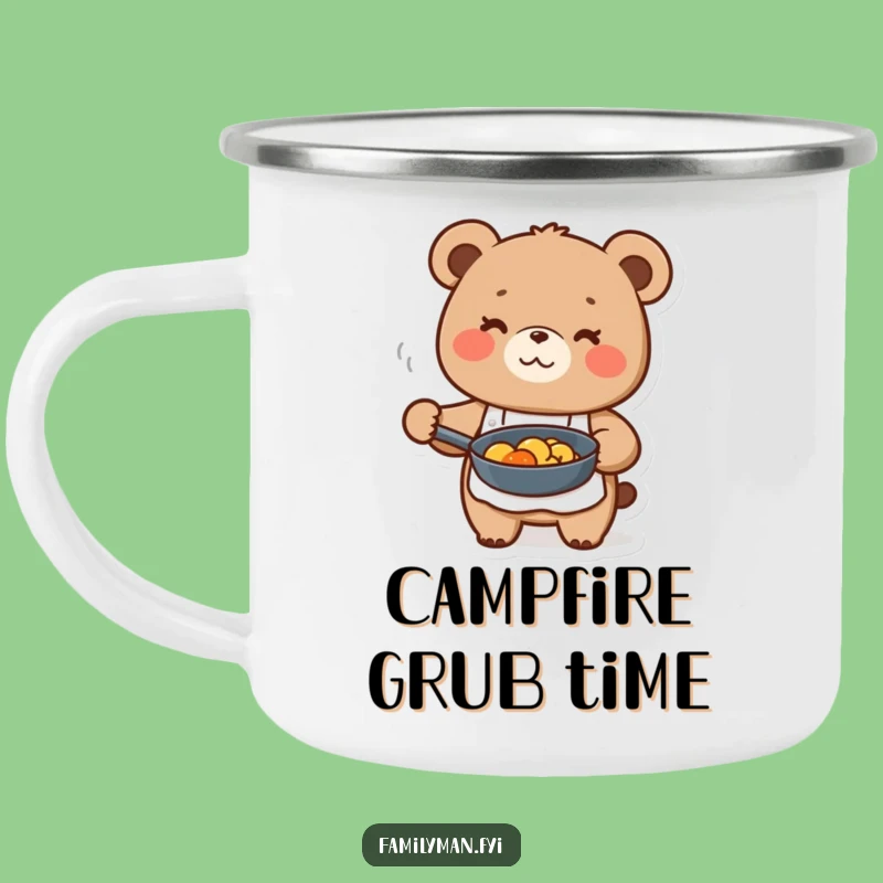 Funny Bear Chef Camping Mug - Happy Apron Outdoor Cup