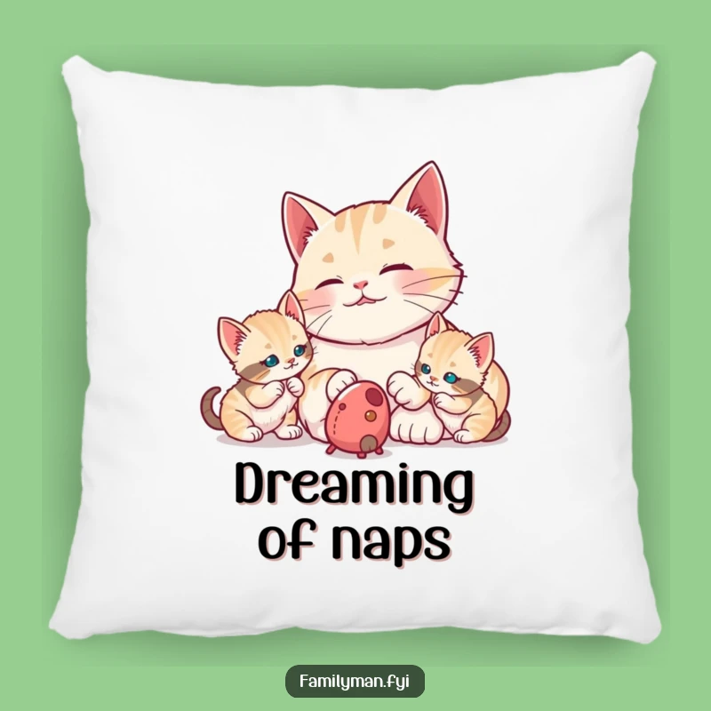 Soft Dad Cat Pillow: Proudly Watching Kittens, Cozy Comfort Gift