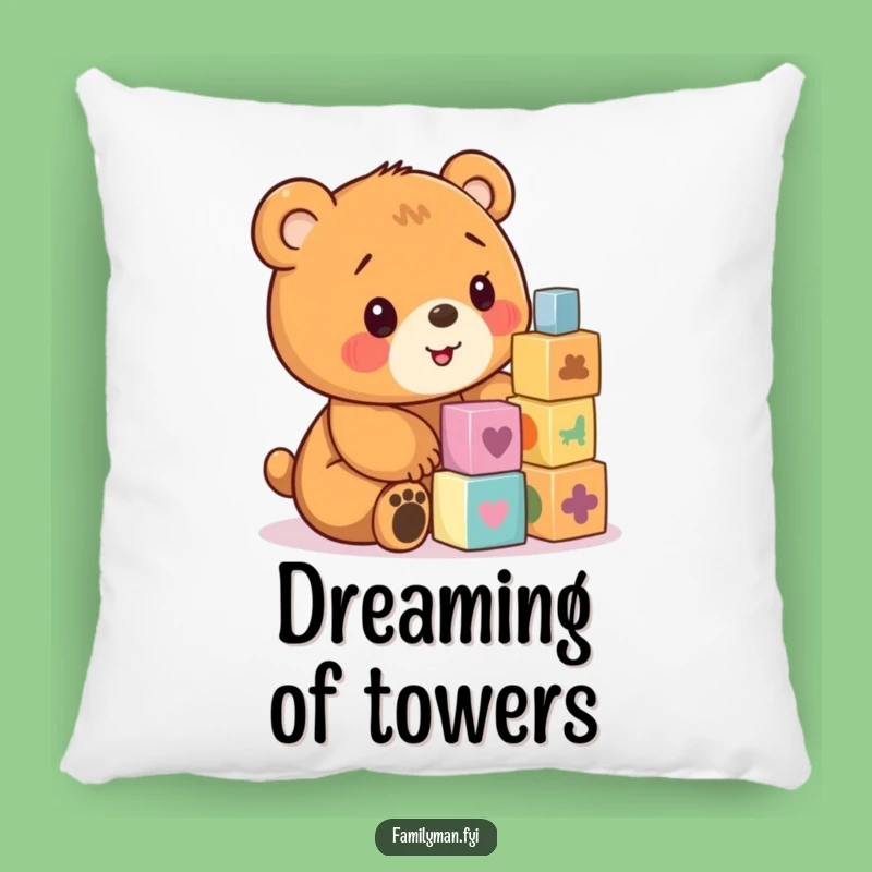 Funny Bear Cub Blocks Pillow: Cozy Gift for Playful Comfort