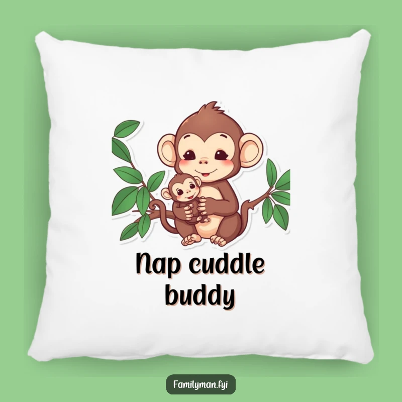Funny Monkey Family Pillow: Cozy Comfort with a Hint of Love