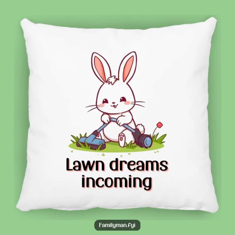 Funny Rabbit Mowing Pillow: Cozy Comfort, Cheerful Gardener Accent
