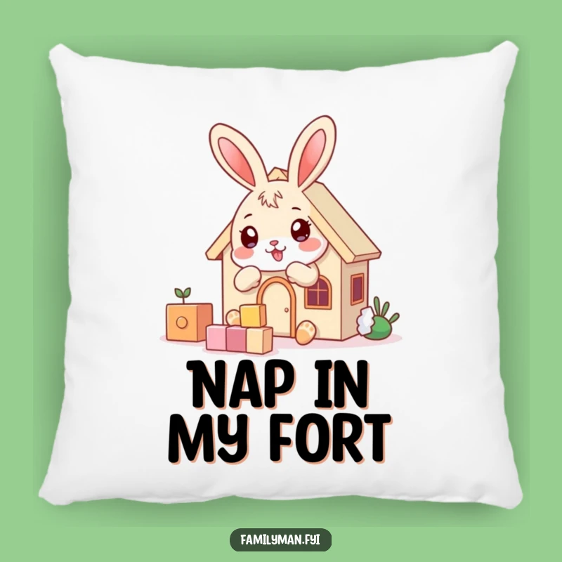 Funny Bunny Builder Pillow - Cozy Playful House Cushion