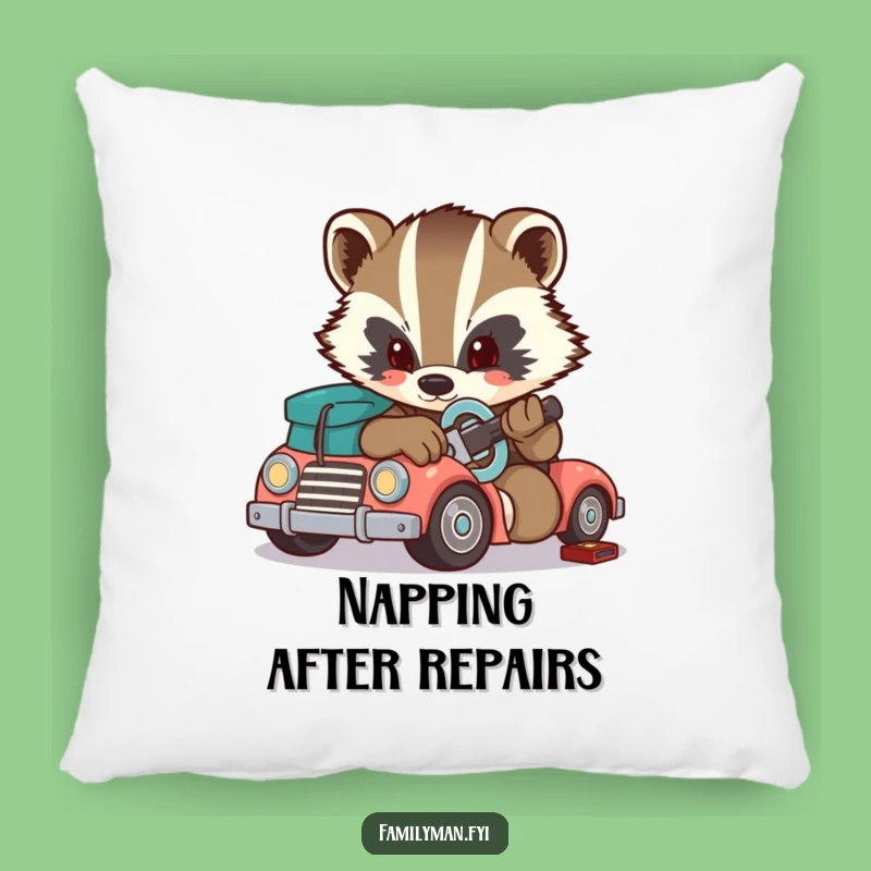 Funny Badger Pillow: Determined Tinkerer, Cozy Comfort, Perfect Funny Gift Decor