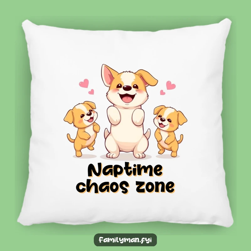 Funny Dog Juggling Puppies Pillow: Cozy Comfort, Playful Canine Friend