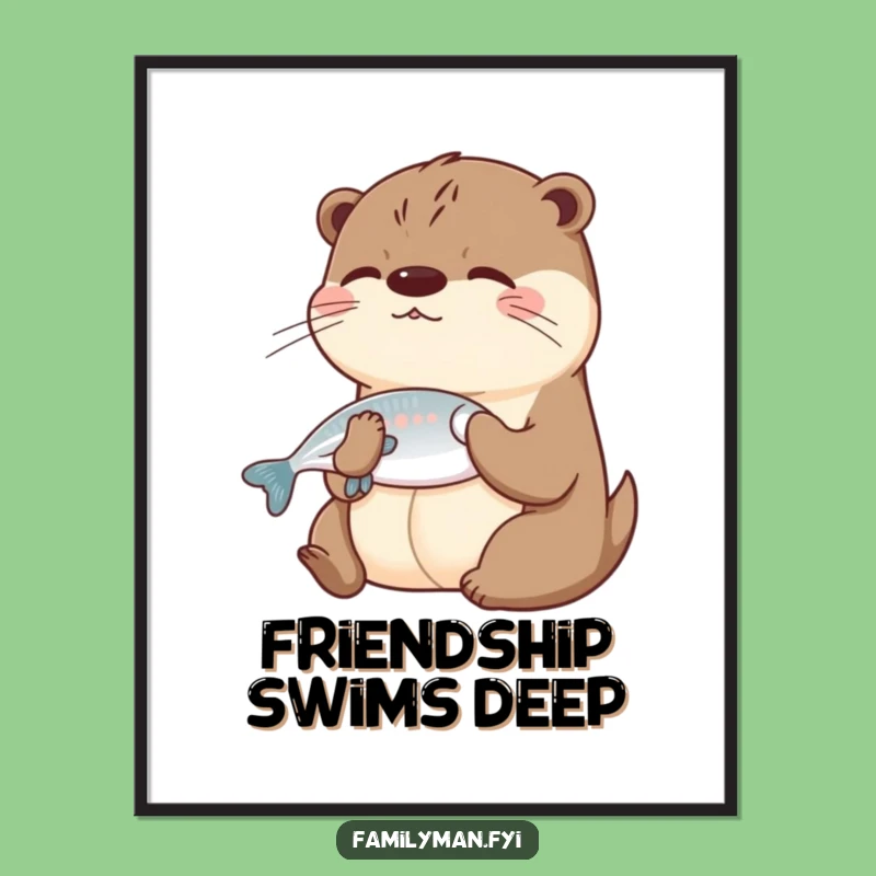 Funny Otter Sharing Digital Art Print - Instant Humorous Friendship Decor