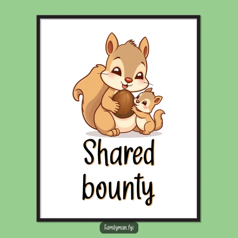 Funny Dad Squirrel Digital Art Print - Fatherly Sharing Decor Gift
