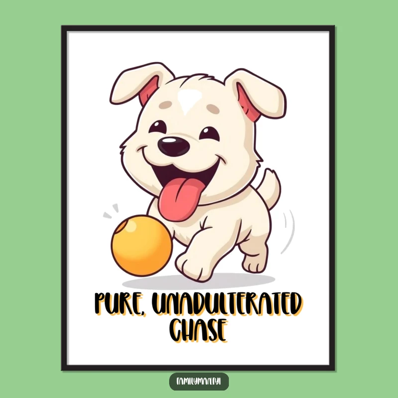 Funny Dog Chasing Ball Digital Art - Instant Energetic Pet Gift