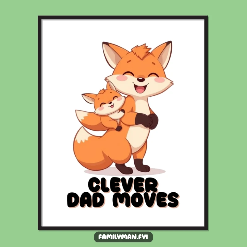 Funny Fox Dad Digital Art: Companion Print, Perfect Family Gift