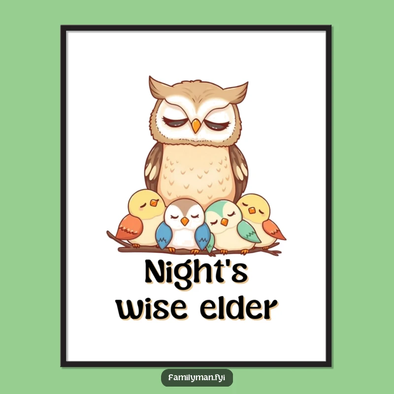 Funny Owl Digital Art Print - Instant Humorous Wall Decor Gift