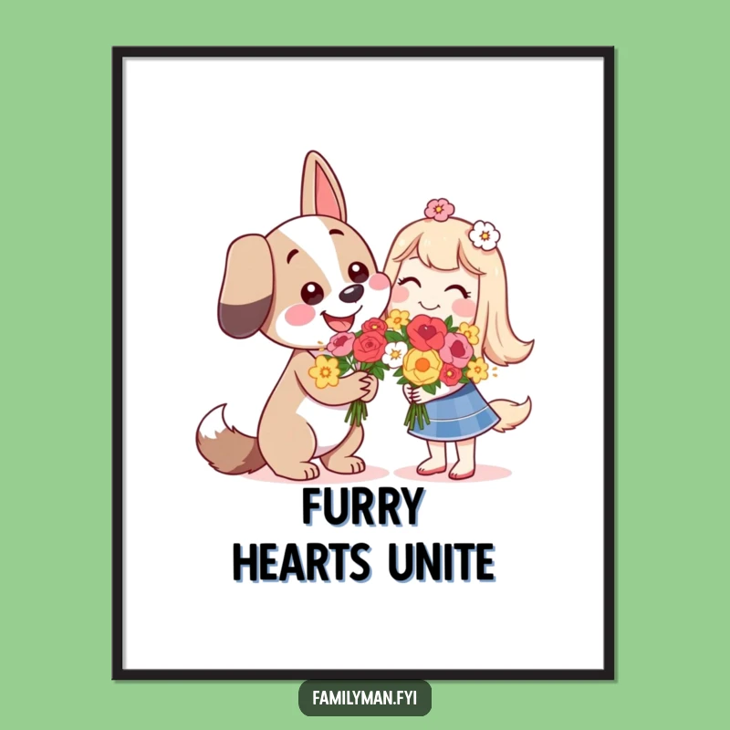 Funny Dog Love Digital Art - Sweet Flower Decor