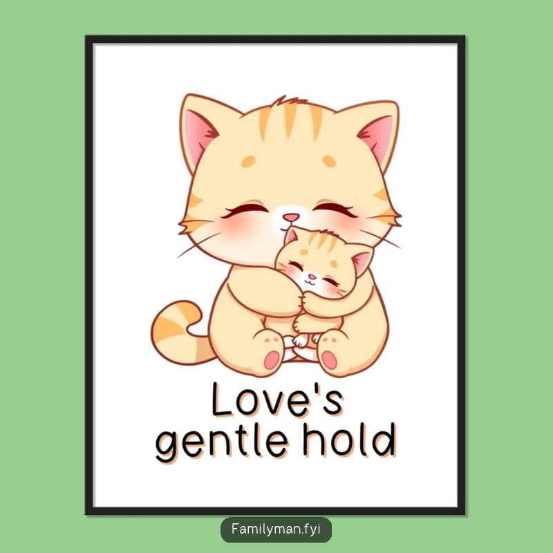 Funny Cat Hug Digital Art Print - Instant Humorous Pet Decor
