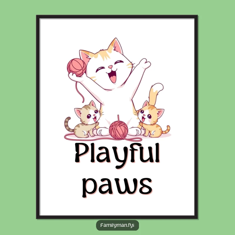 Funny Cat Dad Digital Art: Playtime Pal Print, Perfect Kitten Gift