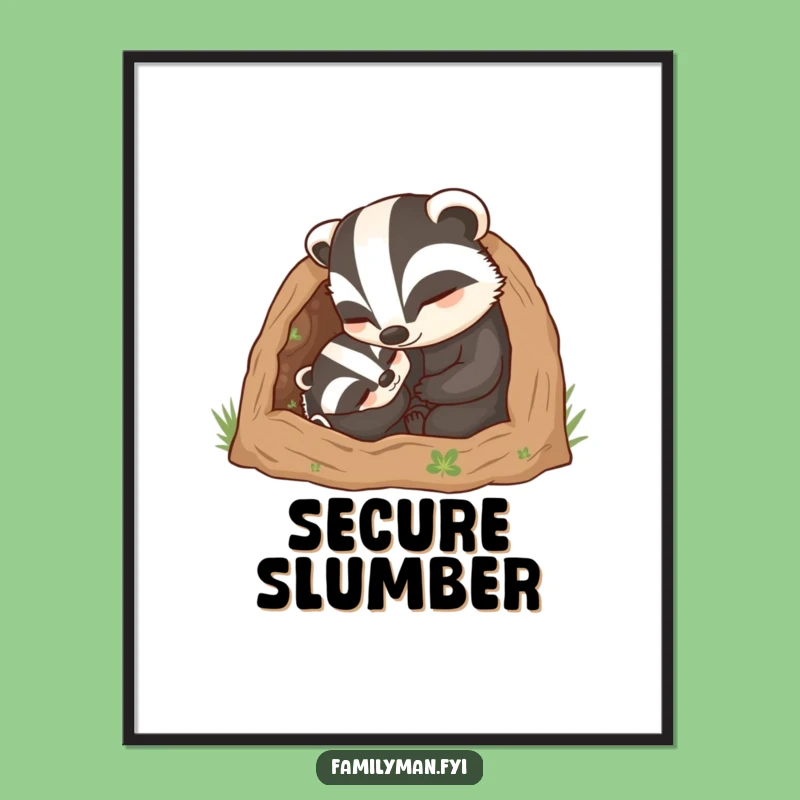 Funny Dad Badger Digital Art Print - Fatherly Comfort Burrow Decor Gift