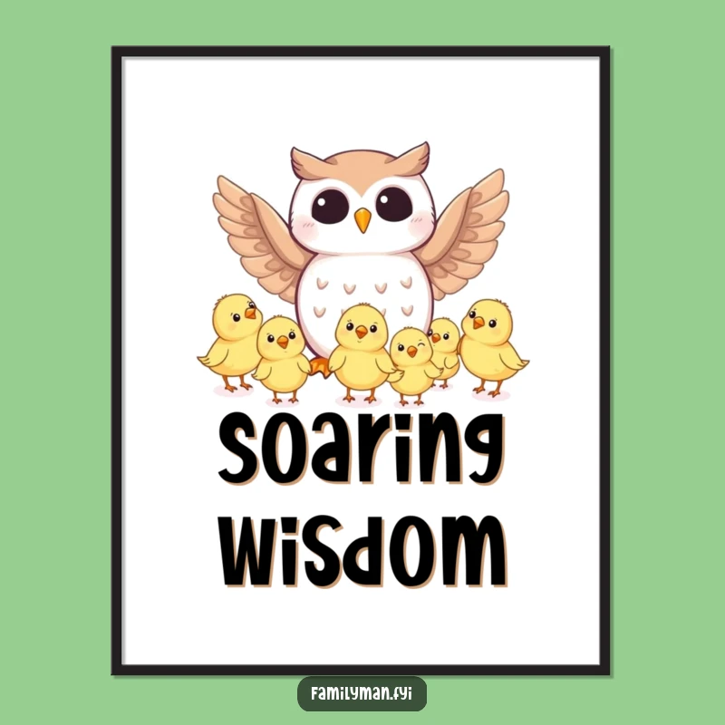 Funny Owl Teaching Chicks Digital Art - Joyful & Hilarious Wall Decor