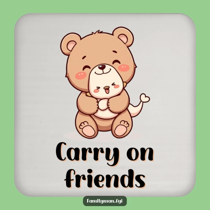 Funny Piggyback Bear Cub Drink Coaster: Protect Surfaces with Cuteness