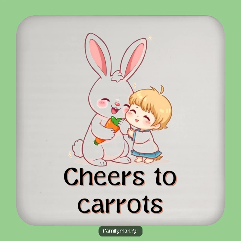 Funny Rabbit & Child Coaster: Protect Surfaces with Sweetness