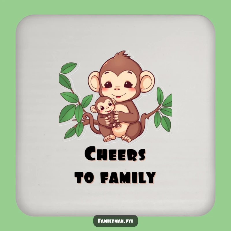 Funny Monkey Family Drink Coaster: Protect Surfaces with Tenderness