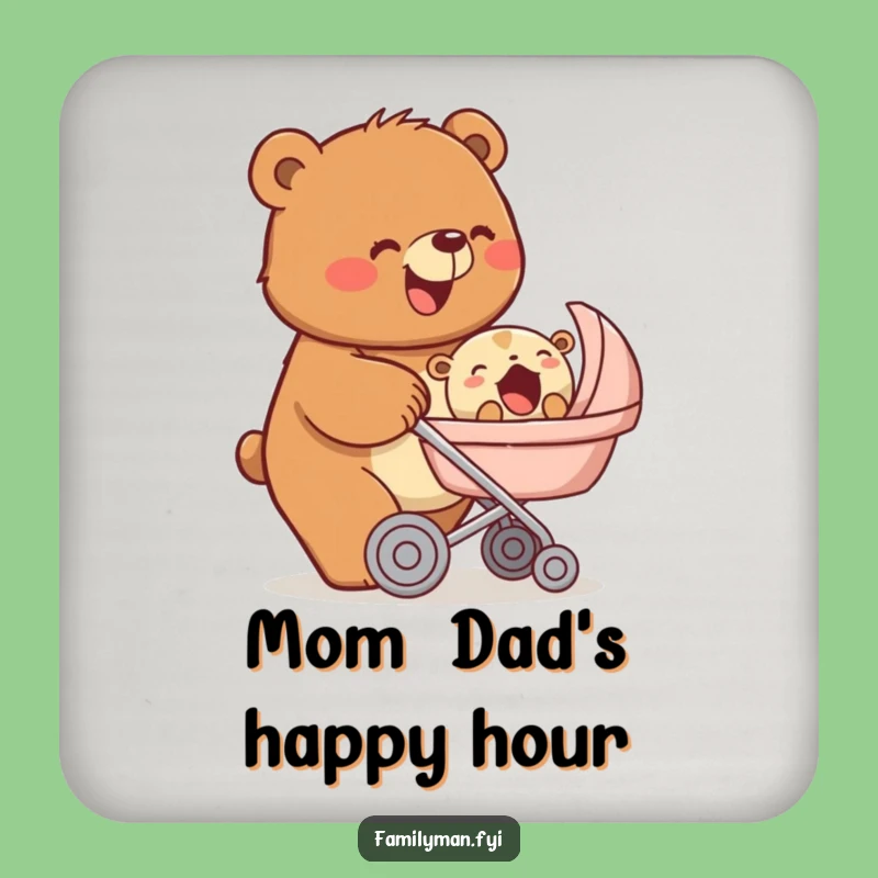 Funny Bear Parent Coaster: Beaming Protection, Chic Funny Gift