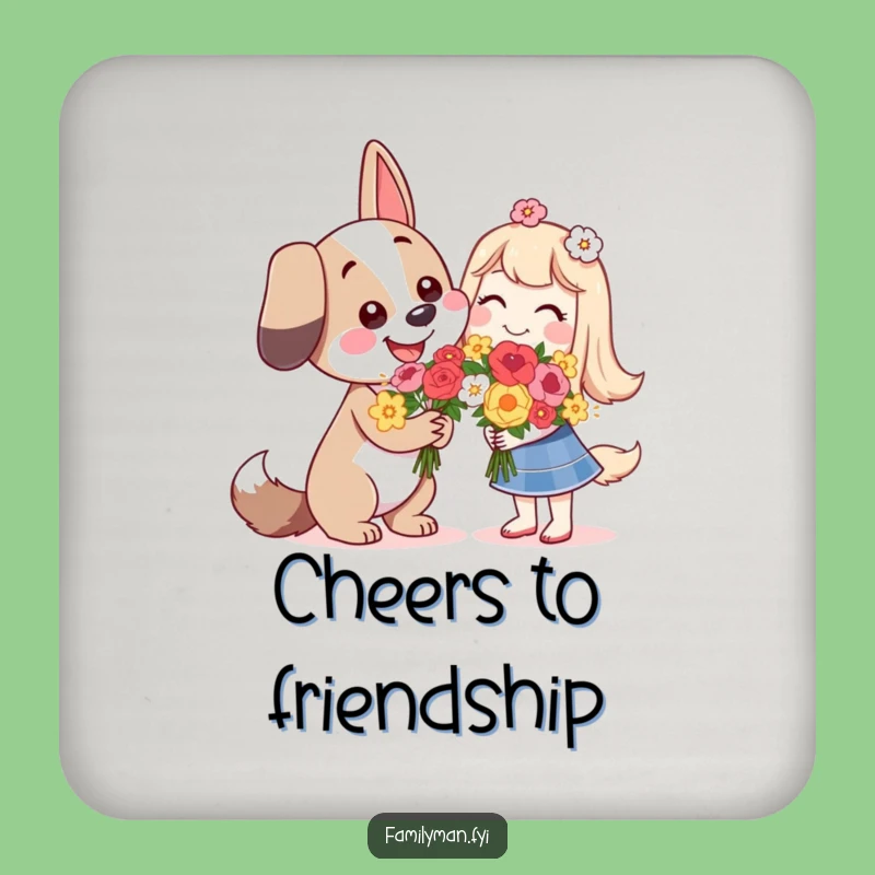 Funny Dog Love Drink Coaster - Sweet Flower Table Protector