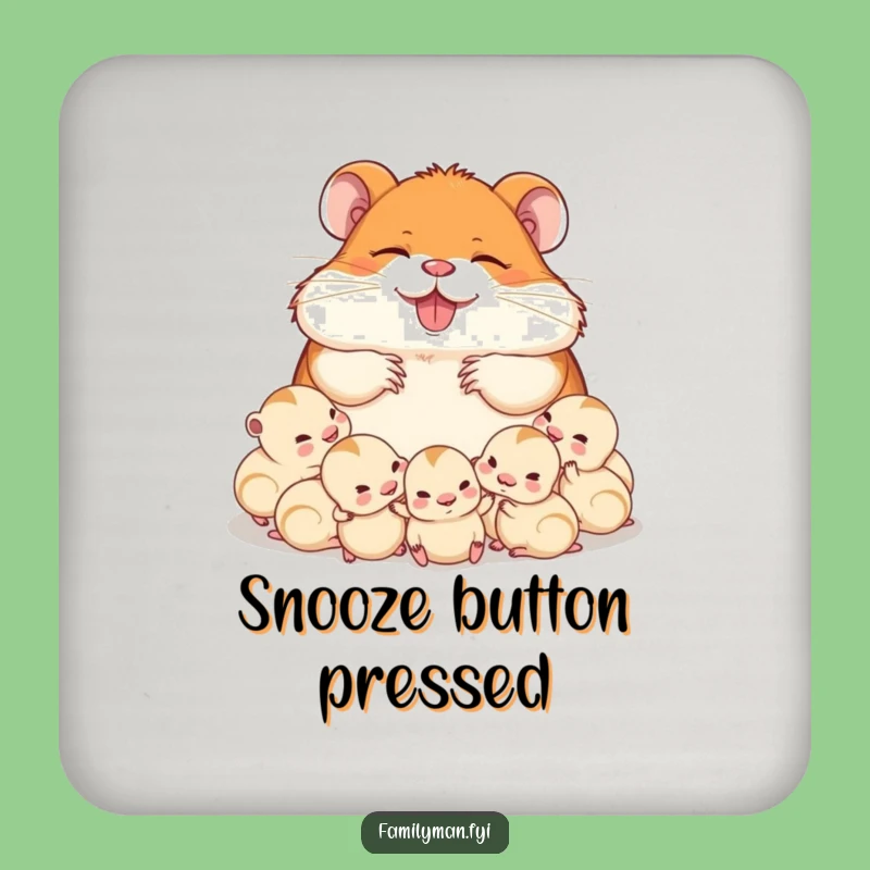 Funny Dad Hamster Coasters: Sleeping Dad & Babies Set, Bar Gift
