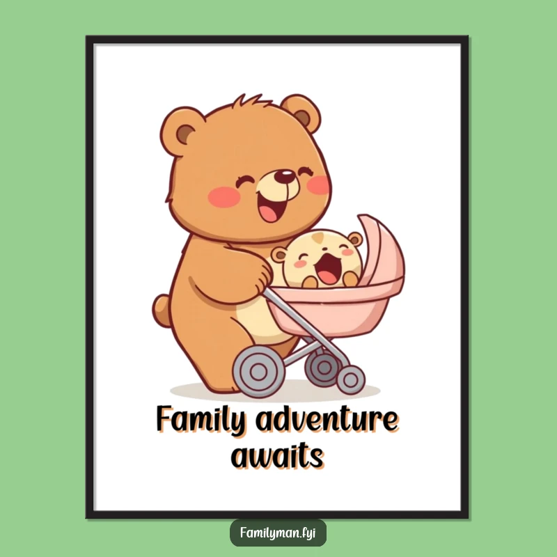 Funny Bear Parent Poster: Beaming Love, Unique Funny Gift Print