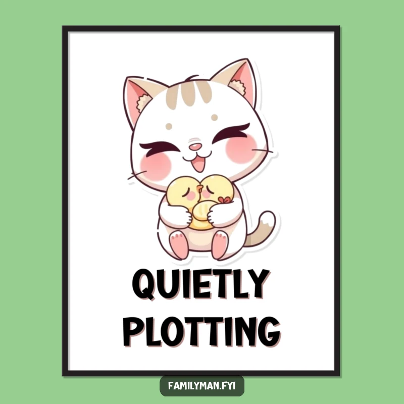 Funny Cat Poster: Mischievous Nursemaid Art, Whimsical and Funny Gift Decor