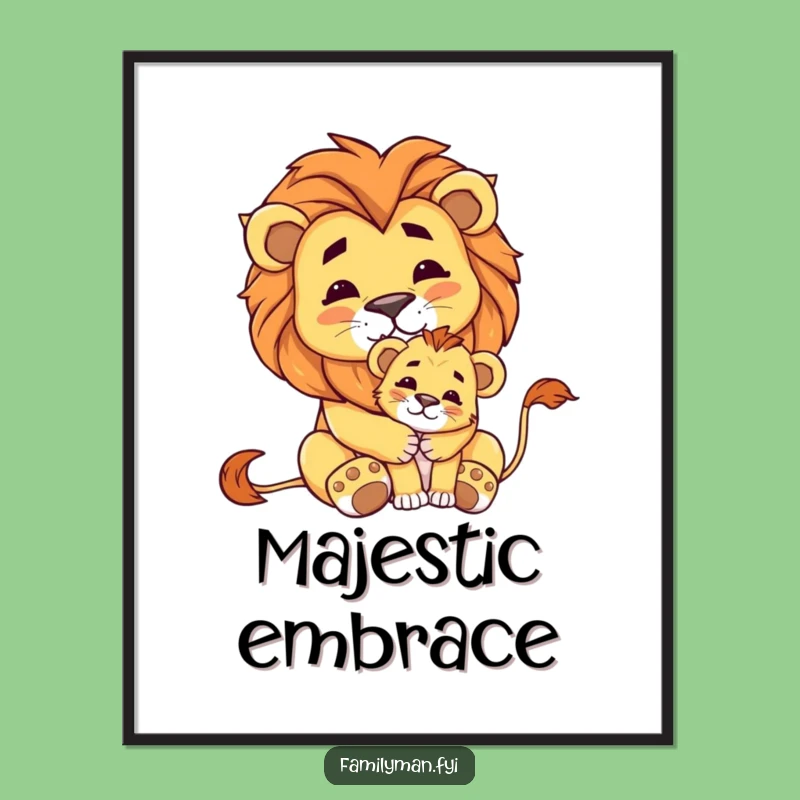Funny Lion & Cub Poster: Majestic Art for a Proud Home