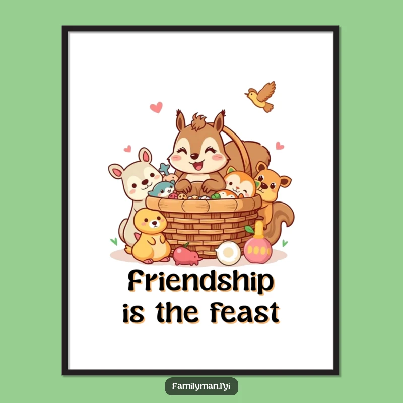 Funny Squirrel Poster: Picnic Gathering, Inspiring Art, Perfect Funny Gift