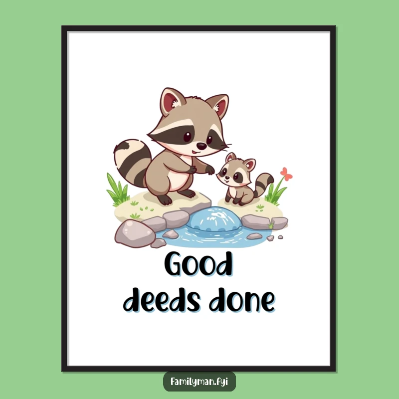 Funny Raccoon Helper Poster: Adorable Animal Art for a Humorous Space