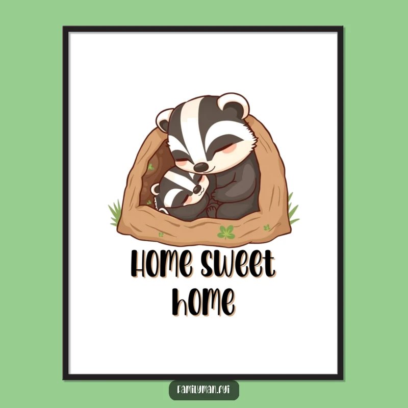Funny Dad Badger Poster - Cozy Fatherly Protection Wall Art Gift