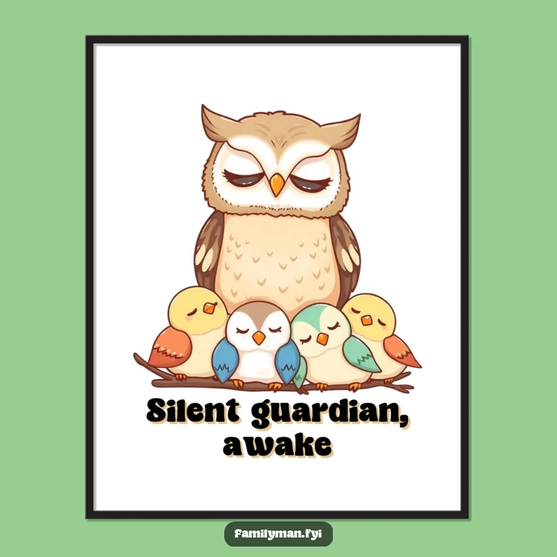 Funny Owl Family Poster - Whimsical Wall Art & Hilarious Gift Idea