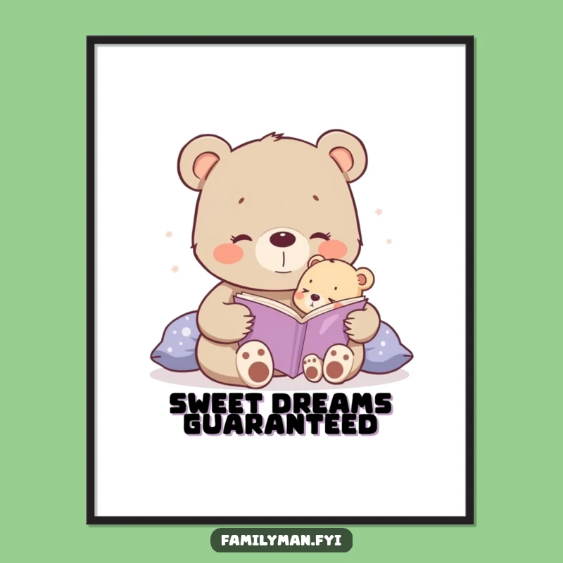 Funny Bear Wall Art - Sweet Bedtime Poster for a Cozy Room