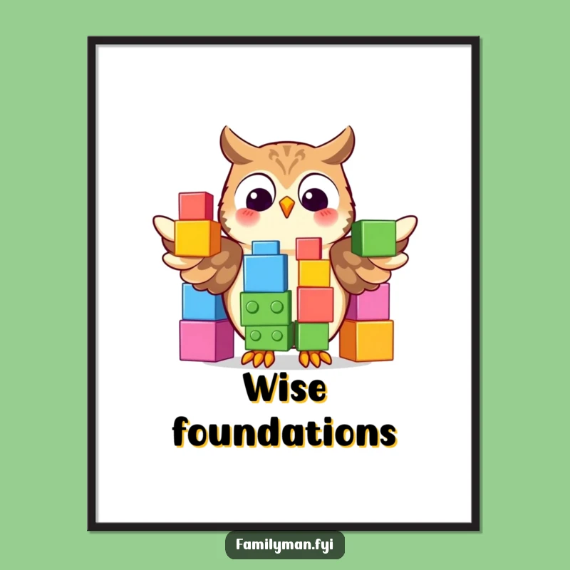 Funny Owl Building Blocks Poster: Decorate with Wise Whimsy!
