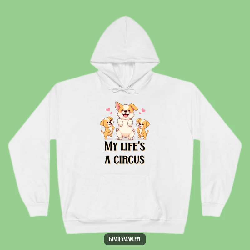 Funny Dog Juggling Puppies Hoodie: Cozy Canine Chaos, Playful Gift