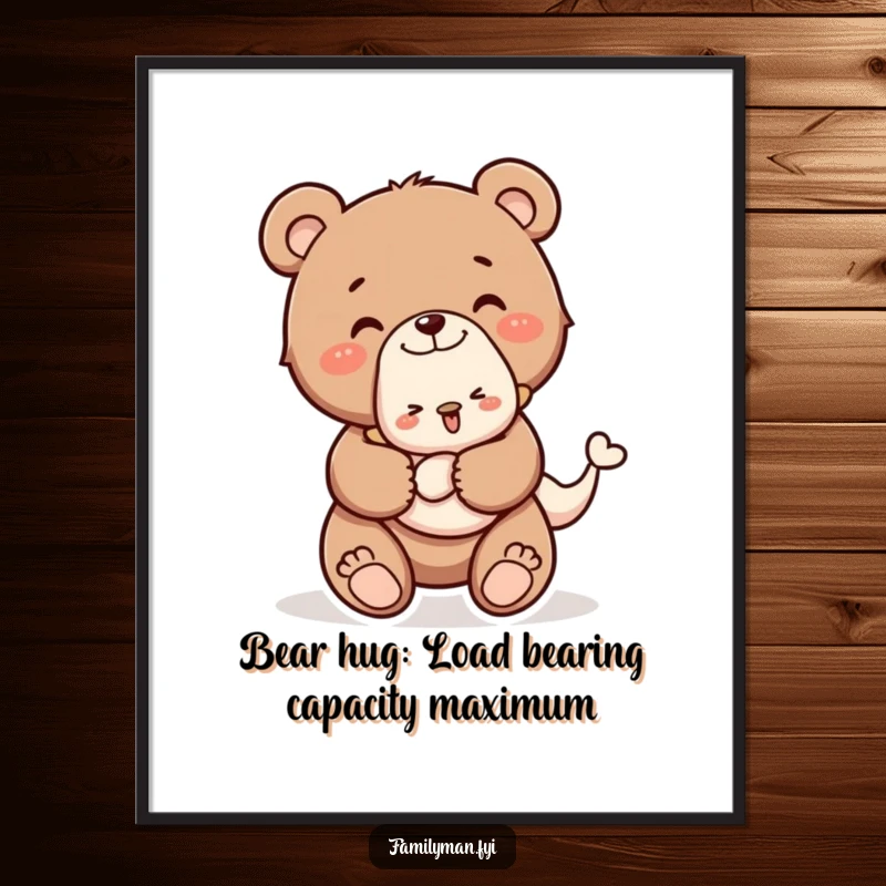Happy Free Printable Wall Art: Adorable bear cub giving a tiny animal a piggyback ride, creating a scene of pure sweetness.