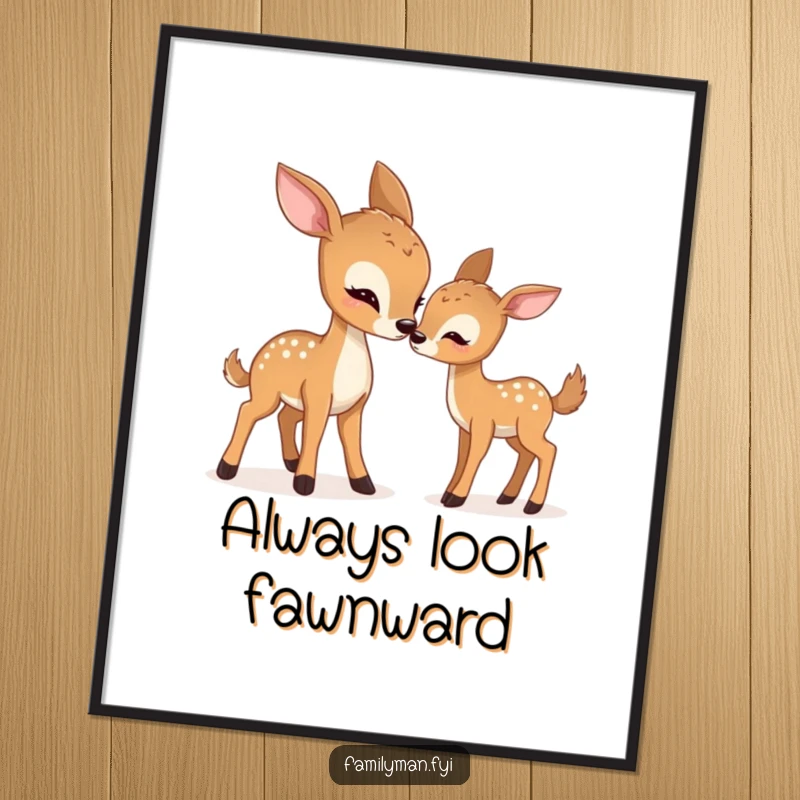 Funny Free Printable Wall Art: Gentle deer nudges fawn playfully, sweet woodland scene, delightful downloadable decor.