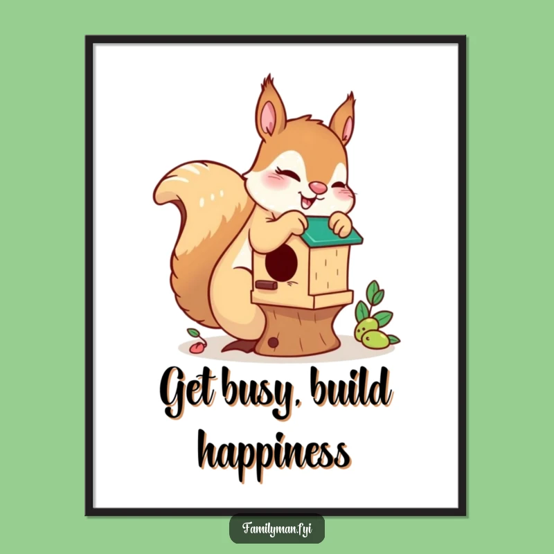 Free Printable Wall Art: Playful Squirrel & Birdhouse, Funny Downloadable Art for Cozy Decor