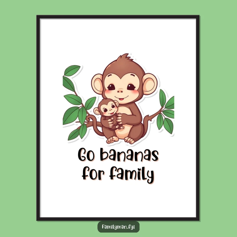 Free Printable Monkey Wall Art: Loving Duo Funny Downloadable Decor