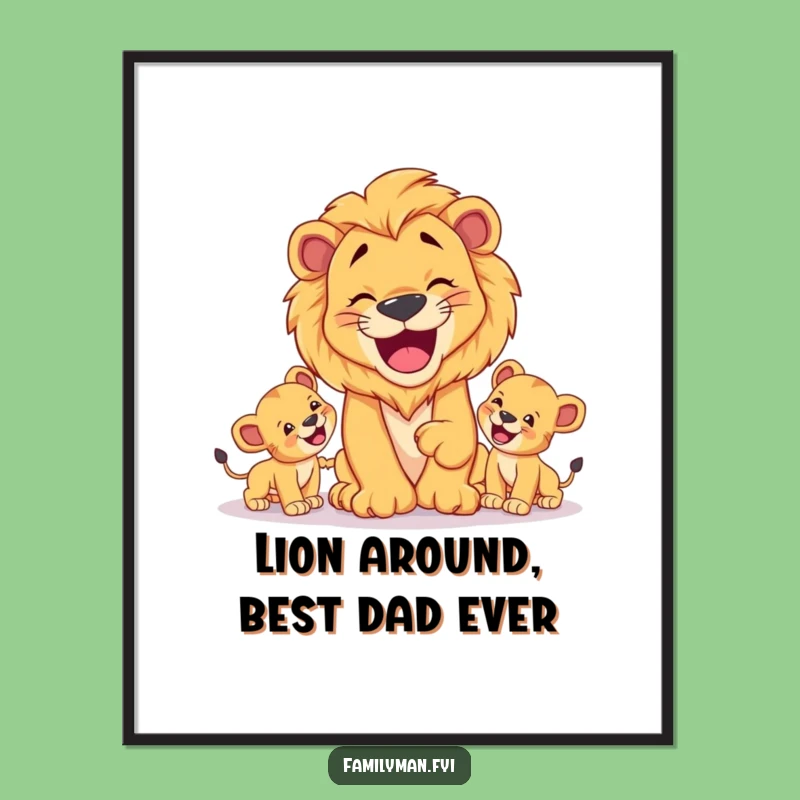 Free Printable Lion Wall Art: Happy Family Humorous Downloadable Decor