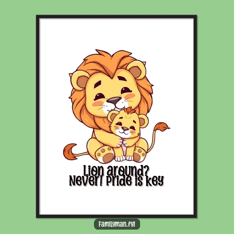Free Printable Wall Art: Lion & Cub Embrace for Heartfelt Downloadable Decor