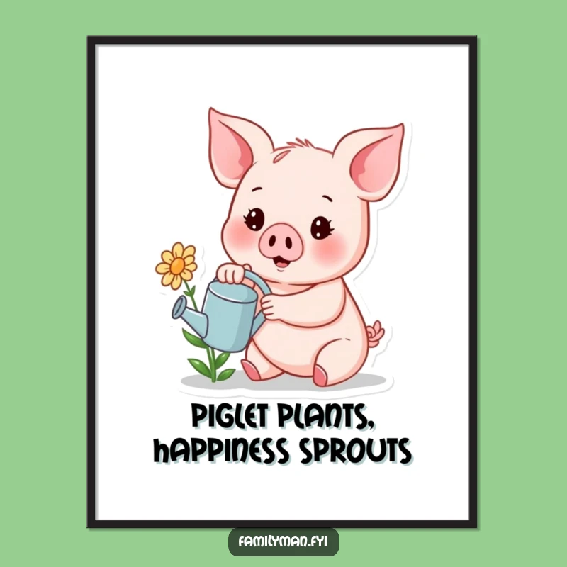 Free Printable Wall Art: Piglet's Garden Joy Downloadable Art for Cheerful Spaces