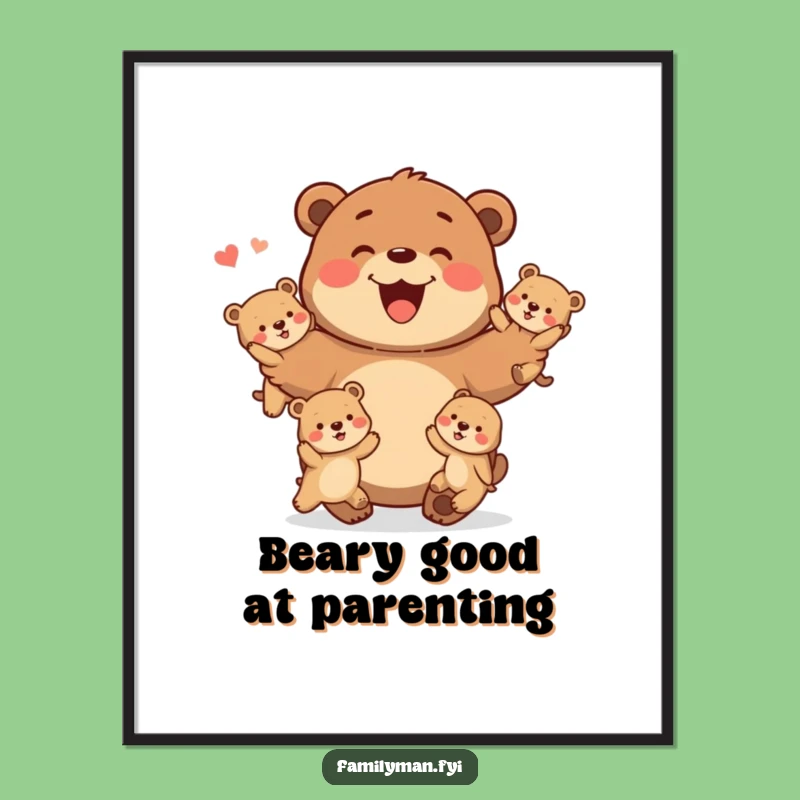 Playful Printable Wall Art: Dad Bear Juggling Cubs - Free Downloadable Family Decor