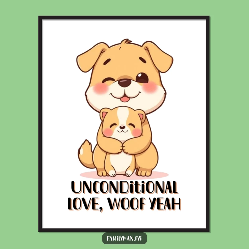 Sweet Free Printable Wall Art: Dog's Loving Embrace, Heartwarming Downloadable Art